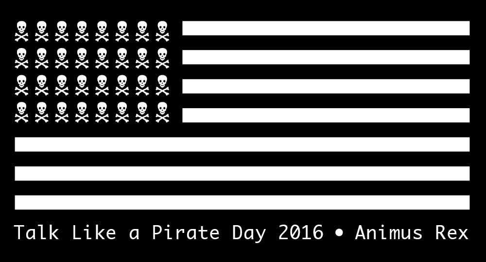 2016 talk like a pirate day tee shirt design. On the back it says: Vote or walk the plank!